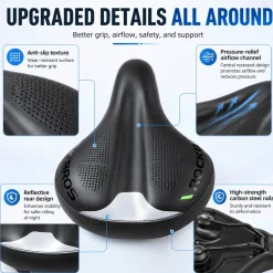Adjustable Air Cushion Bike Saddle Wide Comfort Shock Absorbing Seat