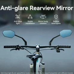 Adjustable Handlebar Bike Rearview Mirror Mirror with Anti-Glare Glass