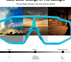 Aerodynamic Windproof Photochromic Cycling Sunglasses