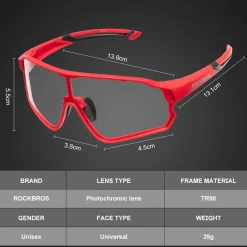 Aerodynamic Windproof Photochromic Cycling Sunglasses