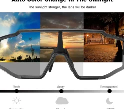 Aerodynamic Windproof Photochromic Cycling Sunglasses