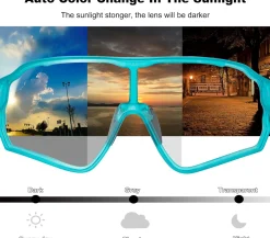 Aerodynamic Windproof Photochromic Cycling Sunglasses