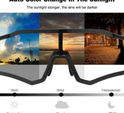 Aerodynamic Windproof Photochromic Cycling Sunglasses