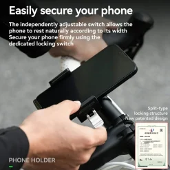 Aluminum Anti-Shake Cell Bike Phone Holder, Motorcycle Phone Mount for 2.56–3.74
