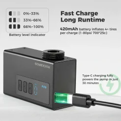 AS240 PRO Mini Electric Bike Pump with Gauge Max 120PSI