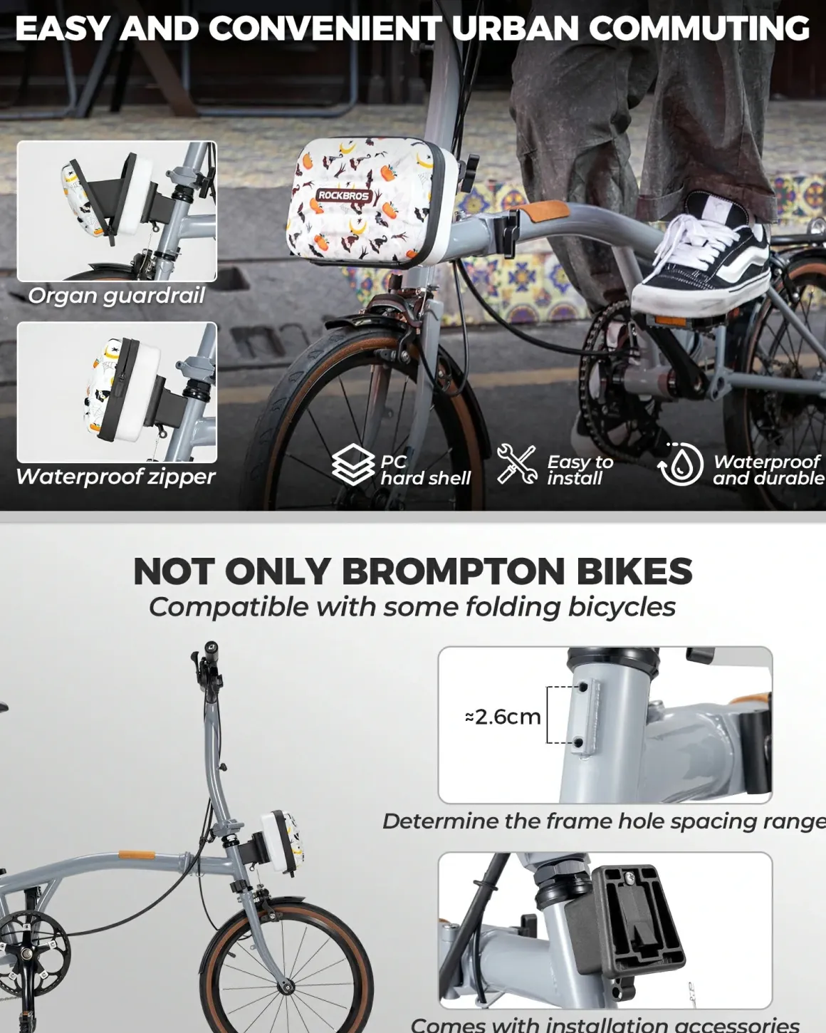 Bicycle Handlebar Bag Waterproof Hard Shell for Folding Bike