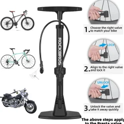 Bike Floor Pump with Gauge High Pressure 160 PSI