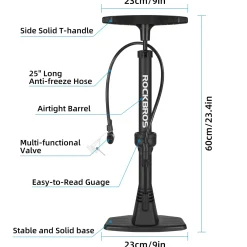 Bike Floor Pump with Gauge High Pressure 160 PSI