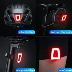 Bike Helmet Warning Tail Light USB
