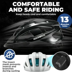Bike Helmet with Photochromic Visor USB Rechargeable Tail Light