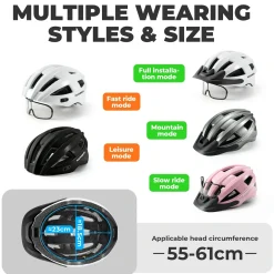 Bike Helmet with Photochromic Visor USB Rechargeable Tail Light