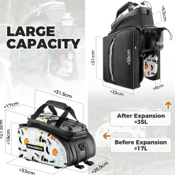 Bike Pannier Bag Double Side Storage with Rain Cover 17L-35L