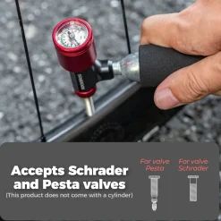CO2 Bike Tire Inflator with Pressure Gauge for Presta & Schrader Valves