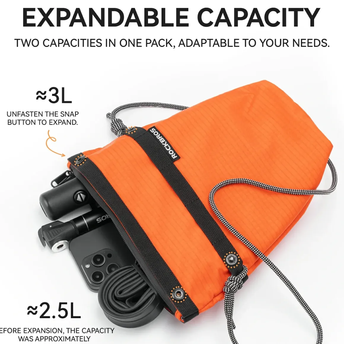 Convertible Bike Front Bag – Expandable Nylon Handlebar Crossbody Bag