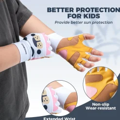 Cute Kids Half-Finger Cycling Gloves Non-Slip Padded Unisex