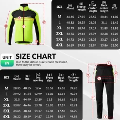 Cycling Jacket Pants Winter Suit Fluorescent Green