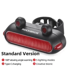 Frog Tail Light USB 6 Modes Brake Light