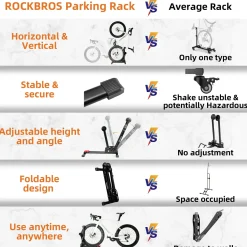 2-in-1 Adjustable Bike Stand Foldable Floor Vertical Rack Sturdy Carbon Steel for 24"-27.5" Wheels