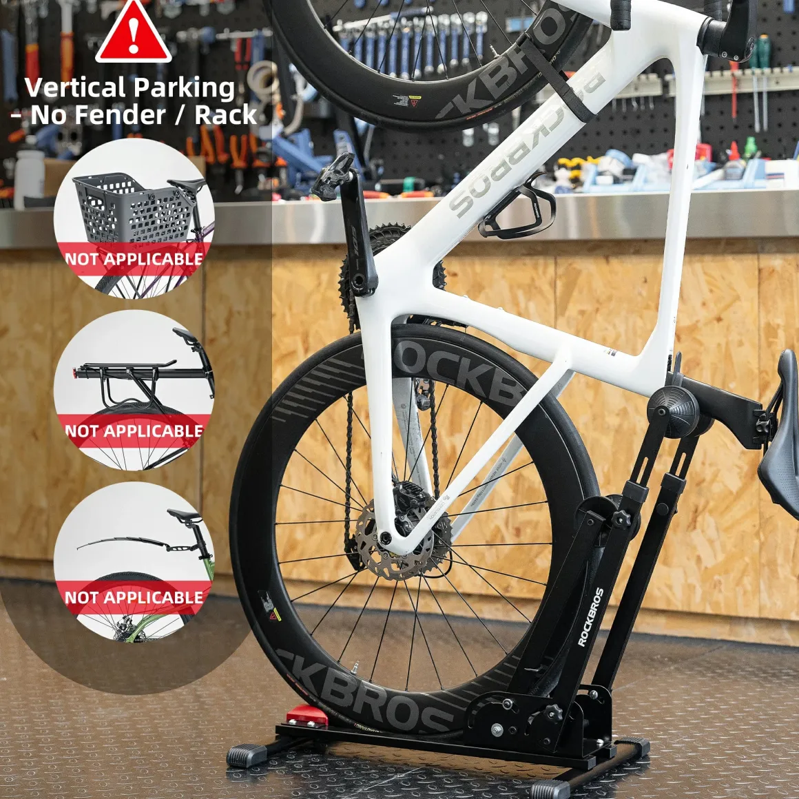 2-in-1 Adjustable Bike Stand Foldable Floor Vertical Rack Sturdy Carbon Steel for 24"-27.5" Wheels
