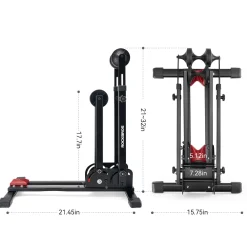 2-in-1 Adjustable Bike Stand Foldable Floor Vertical Rack Sturdy Carbon Steel for 24