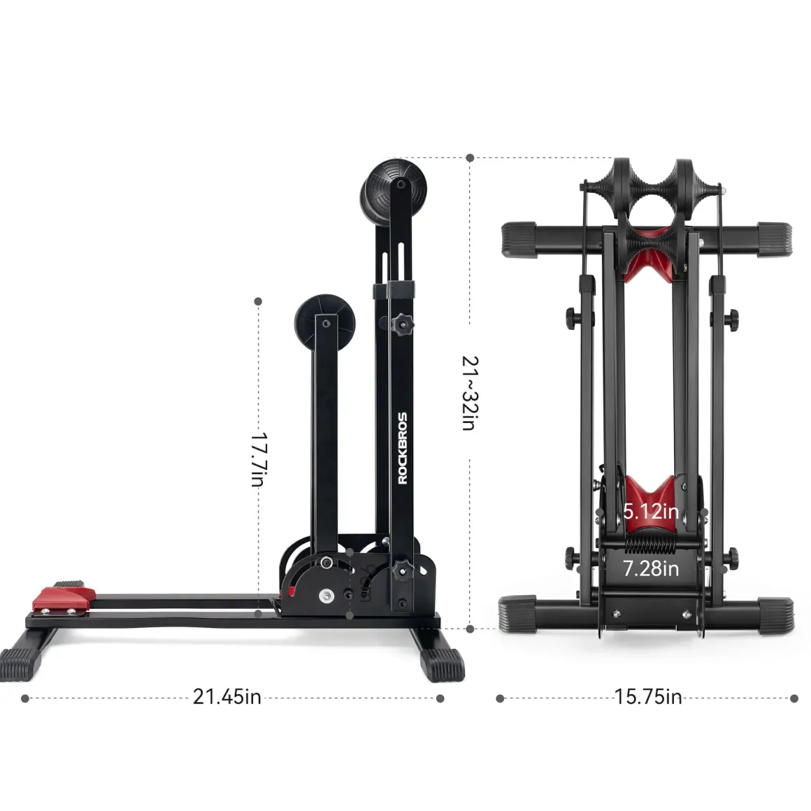 2-in-1 Adjustable Bike Stand Foldable Floor Vertical Rack Sturdy Carbon Steel for 24"-27.5" Wheels