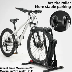 2-in-1 Adjustable Bike Stand Foldable Floor Vertical Rack Sturdy Carbon Steel for 24