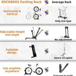 2-in-1 Adjustable Bike Stand Foldable Floor Vertical Rack Sturdy Carbon Steel for 24