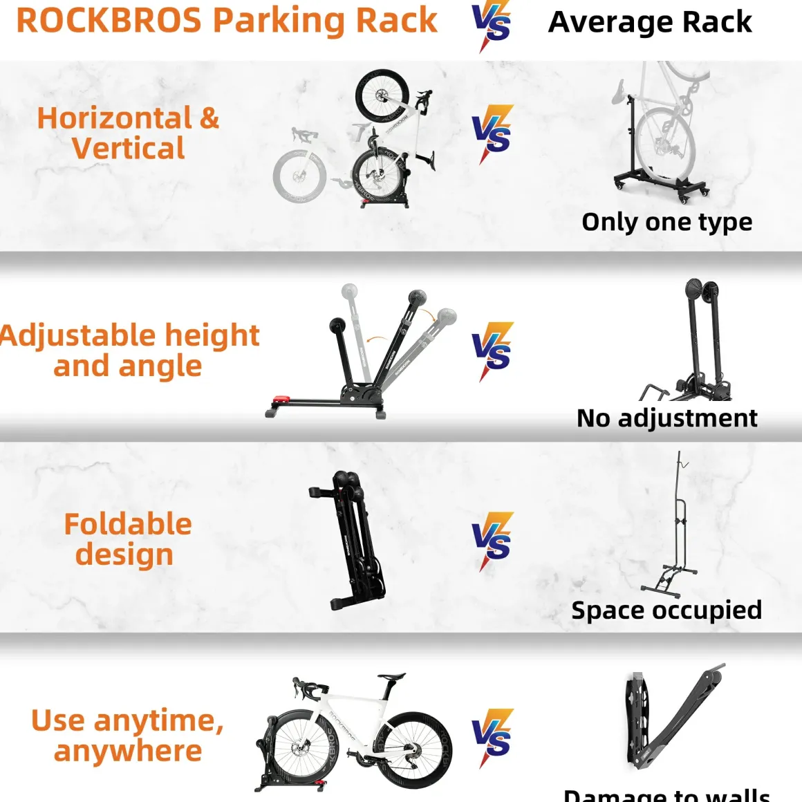 2-in-1 Adjustable Bike Stand Foldable Floor Vertical Rack Sturdy Carbon Steel for 24"-27.5" Wheels