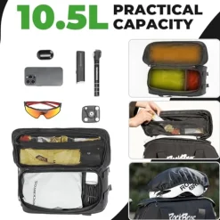 3-in-1 Bike Pannier Bag 10.5L Rear Rack Bag Backpack