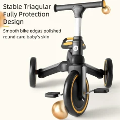 Kids 3 in 1 Tricycle Adjustable Seat Removable Pedals Toddler Ride On Bike