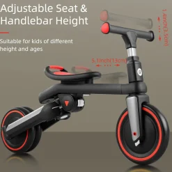 Kids 3 in 1 Tricycle Adjustable Seat Removable Pedals Toddler Ride On Bike