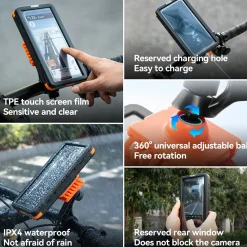 Magnetic Waterproof Bike Phone Holder Shock-Absorbing For 4.7–6.9‘’