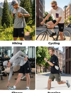 Men's Commuter Shorts Moisture-Wicking Multi-Pocket Shorts for Outdoor