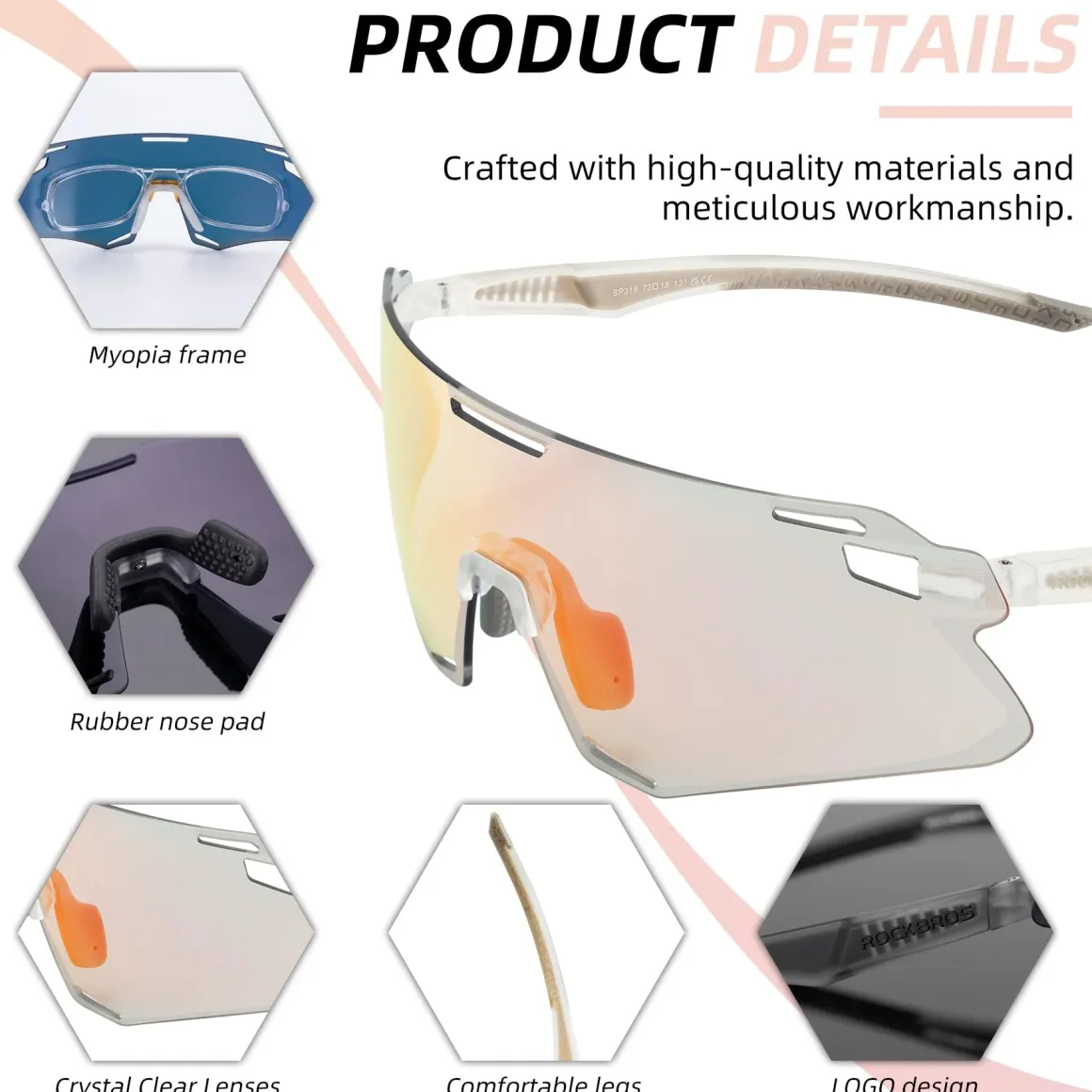Men's TR90 Photochromic Cycling Sunglasses for MTB