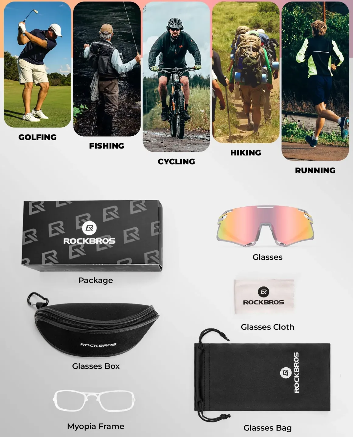 Men's TR90 Photochromic Cycling Sunglasses for MTB