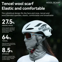 Merino Wool Thermal Neck Gaiter Face Mask for Men Women