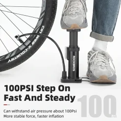 Mini Portable Aluminum Bike Floor Pump with Presta and Schrader 100PSI