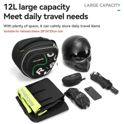 Motorcycle Tank Bag Helmet Bag 12L With Rain Cover