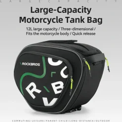 Motorcycle Tank Bag Helmet Bag 12L With Rain Cover