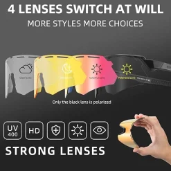 Polarized Cycling Glasses with 4 Interchangeable Lenses