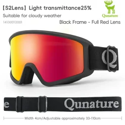 Qunature Anti-Fog Cylindrical Ski Goggles Double-Layer Lenses UV400 Protection
