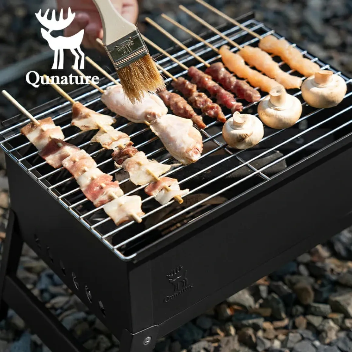 Qunature Durable Iron Chrome BBQ Grill Net with Rounded Corners for Easy Use