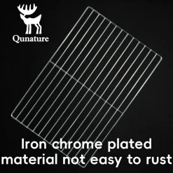 Qunature Durable Iron Chrome BBQ Grill Net with Rounded Corners for Easy Use