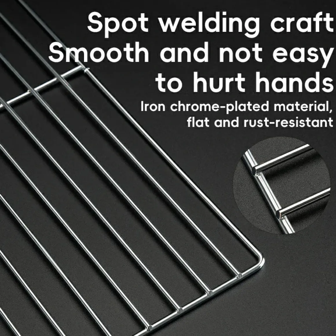Qunature Durable Iron Chrome BBQ Grill Net with Rounded Corners for Easy Use
