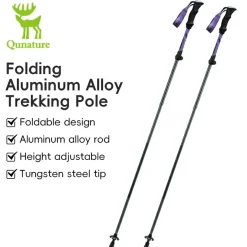 Qunature Foldable Lightweight Aluminum Trekking Pole with Adjustable Height and Grip