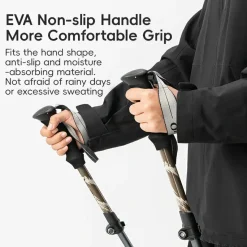 Qunature Foldable Lightweight Aluminum Trekking Pole with Adjustable Height and Grip