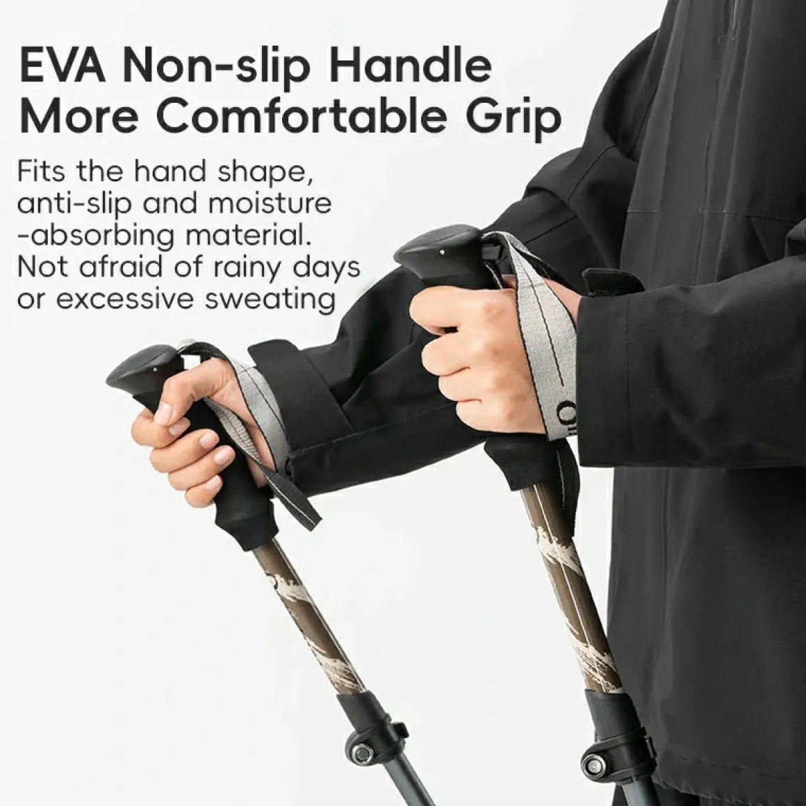 Qunature Foldable Lightweight Aluminum Trekking Pole with Adjustable Height and Grip