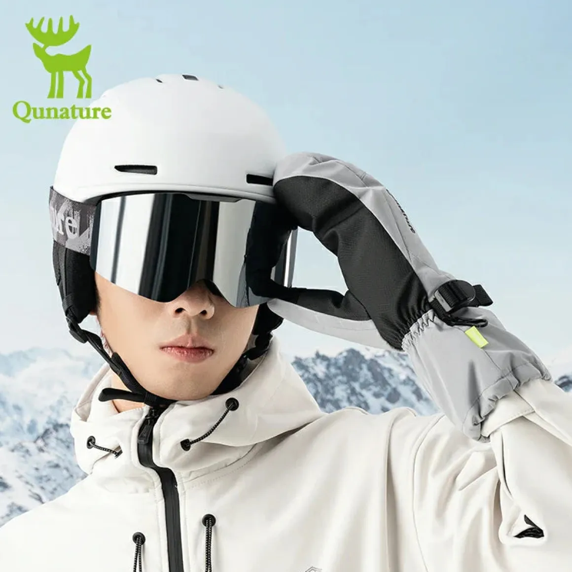 Qunature Full-Palm Ski Gloves Windproof Touchscreen Enhanced Grip