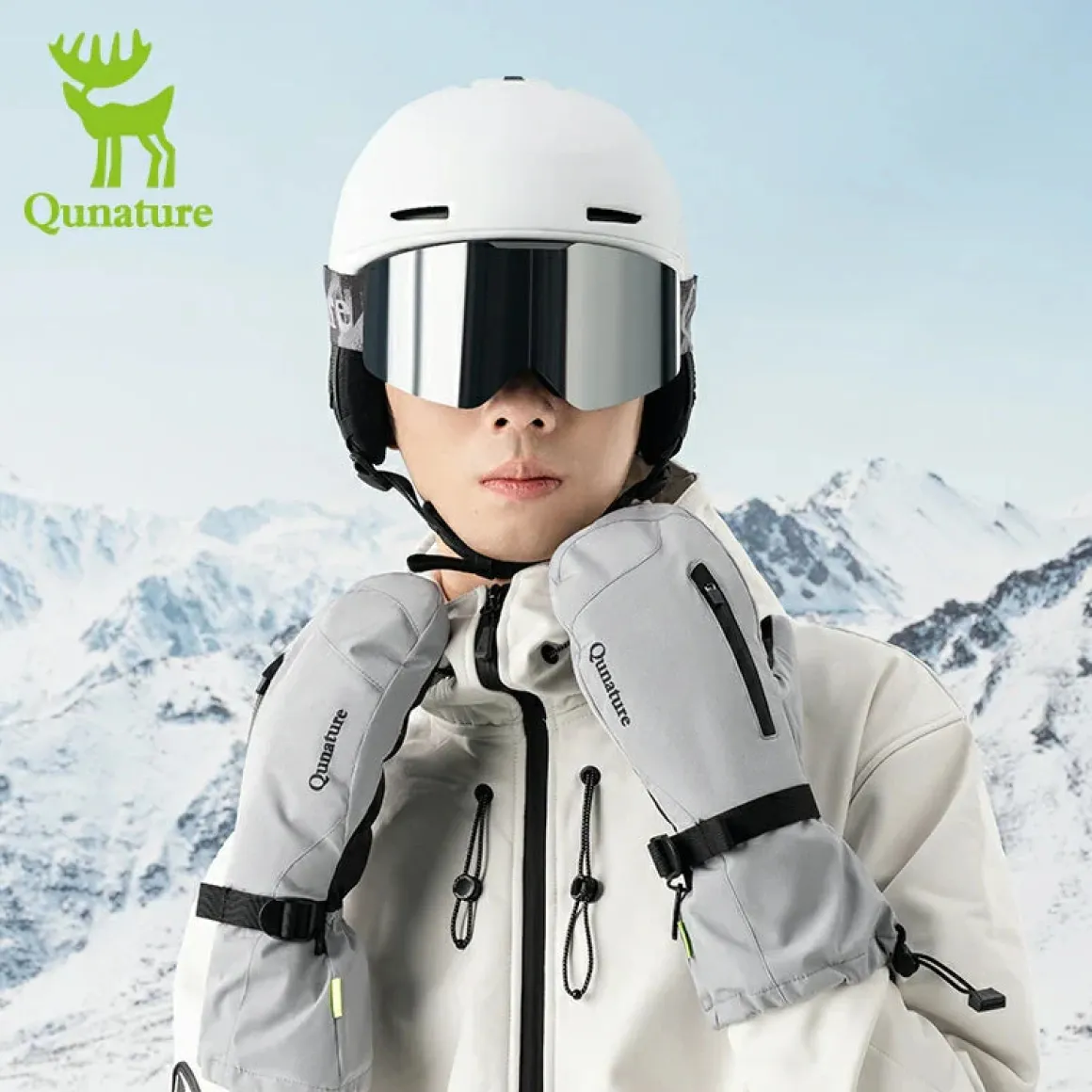 Qunature Full-Palm Ski Gloves Windproof Touchscreen Enhanced Grip