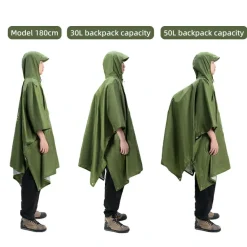 Qunature 3-in-1 Waterproof Raincoat Canopy Floor Mat Lightweight Portable